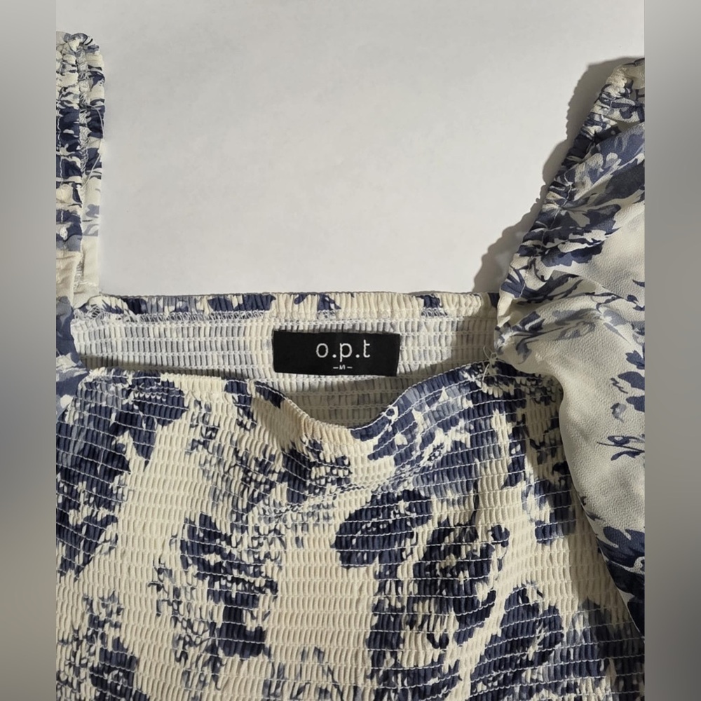 🔥 Closet Sale! Reformation-Inspired | o.p.t Blue & White Long Sleeve Sundress - Picture 4 of 4